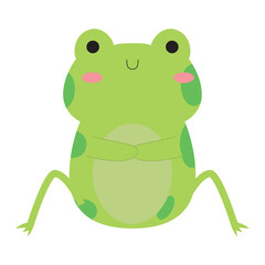 Cute happy frog character Vector