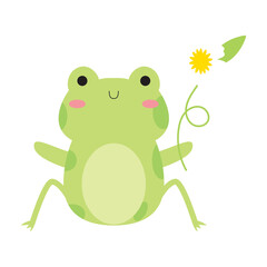 Cute happy frog character Vector