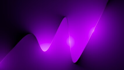 3d render, abstract purple neon background. Glowing zigzag line, curvy shapes. Minimalist wallpaper