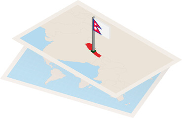 Nepal map and flag