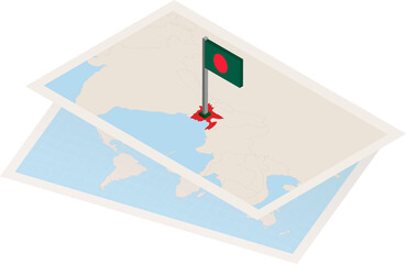 Bangladesh map and flag