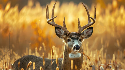 Deer animal in the wild. Copy space for text, message, advertising. Concept of animal, wild life, nature.