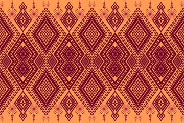 Nature vintages cross stitch traditional ethnic pattern paisley  background orange sugar abstract Aztec Indonesian Indian seamless pattern for fabric print cloth dress carpet curtains and sarong