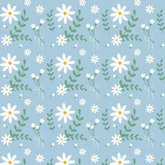 Vector seamless pattern with Daisies