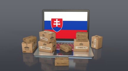 Slovakia, Slovak Republic, E-Commerce Visual Design, Social Media Images. 3D rendering.