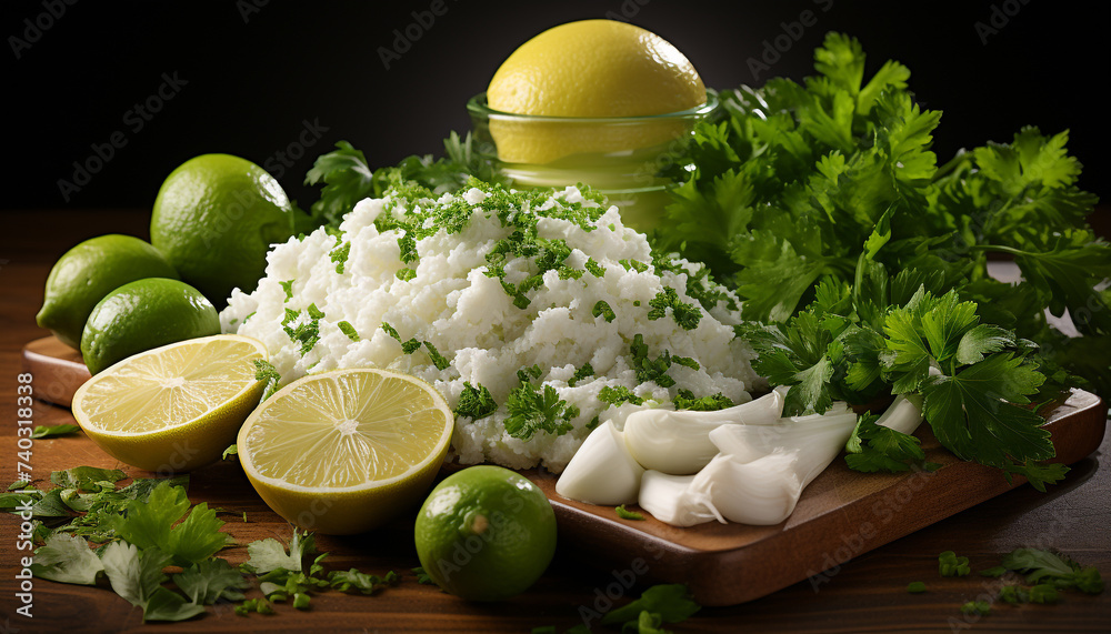 Wall mural freshness and health on a plate vegetarian gourmet salad generated by ai