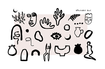 Abstract matisse contemporary art illustrations, bohemian artistic 