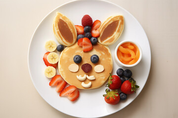 Obraz premium Children's idea breakfast. Healthy food for baby. Food art meal.