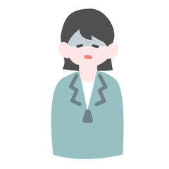 青ざめた表情の女性作業員