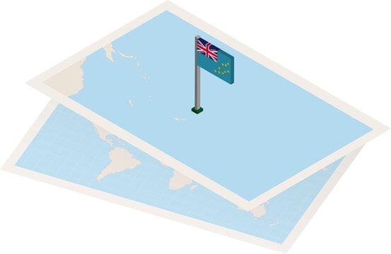 Tuvalu map and flag