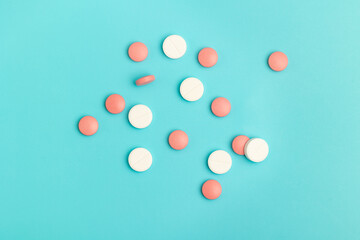 Pills on a blue background