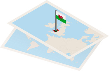 Wales map and flag