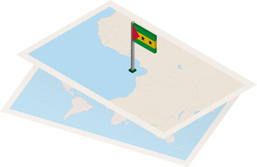 Fototapeta na wymiar Sao Tome and Principe map and flag