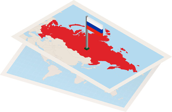 Russia map and flag