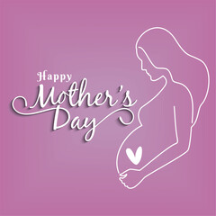 Outline of a pregnant woman Happy mother day Vector