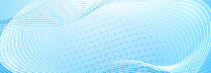 Abstract background made of halftone dots and thin curved lines in light blue colors