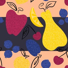 Abstract fruit seamless pattern for fabrics and linens and kids clothes print and kids clothes print and summer textiles