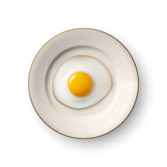 Vector 3d Realistic Fried Egg on a Dish Plate Closeup Isolated in Top View. Design Template of Scrambled Eggs, Fried Egg, Omelette. Delicious Breakfast, Food, Culinary Concept