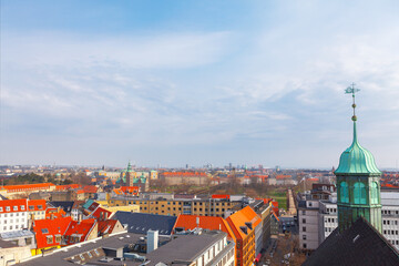Panoramic view of the Copenhagen streets in Denmark