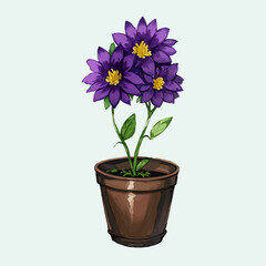 Naklejka na ściany i meble Flower pots vector watercolor flowers pots floral vector