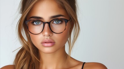 Fototapeta premium Close-Up of a Young Woman Wearing Glasses