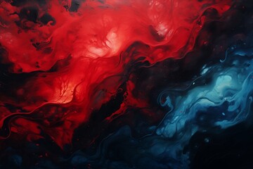 Red and Blue Swirling Tide Painting, Hot Cold Color Contrast, Abstract Art - obrazy, fototapety, plakaty