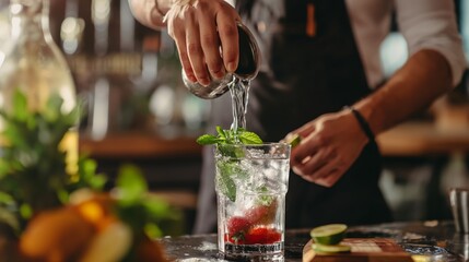 Preparation of a cocktail. Generative AI