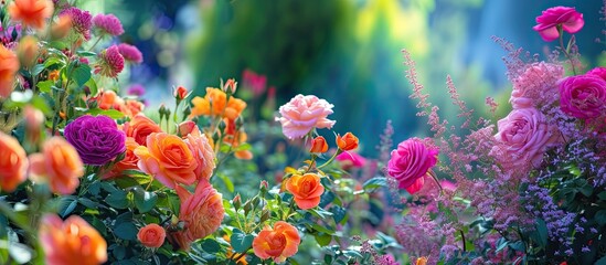 This photo showcases an exquisite display of vibrant flowers, lush bushes, and stunning plants in a blooming symphony of roses, flowers, bushes, and plants.