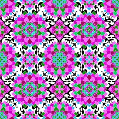 Abstract geometric floral seamless mandala pattern for fabrics and linens and wrapping paper and fashion
