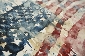 Watercolor USA flag, creative American flag design