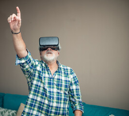 vertical portrait Retired Man Ventures into Virtual Reality
