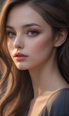 Fototapeta premium Portrait of a beautiful young girl, close-up