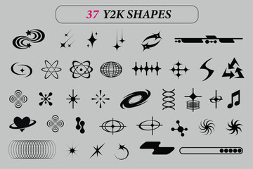 37 Y2K Shapes, set of elements for design
