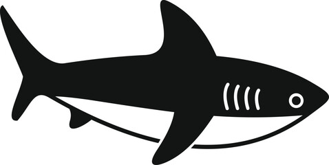 Danger diving with shark icon simple vector. Travel adventure. Ocean coastline