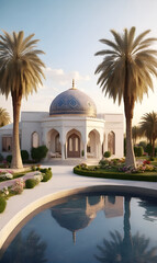 Naklejka premium exterior of the house made in the Muslim style, oriental architecture