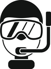 Face person diving icon flat vector. Summer travel. Center scuba pool