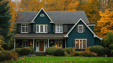 Fototapeta na wymiar craftsman style house in autumn