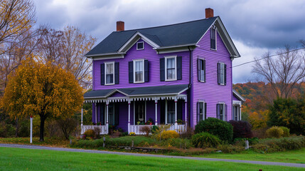 grey and purple craftsman style house