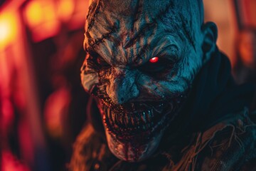 Gros plan sur un masque de monstre à Halloween » IA générative