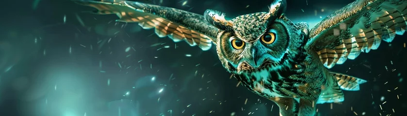 Gordijnen Fantasy dreams inspire innovation cybernetic owl symbolizes vision © 1st footage