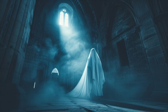 Fantôme la nuit dans une vieille église » IA générative
