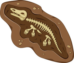 Dinosaur fossil skeleton bones, excavations of archeology isolated