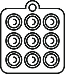 Square pop it toy icon outline vector. Antistress children game. Hand push