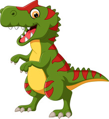 Cartoon Allosaurus on white background