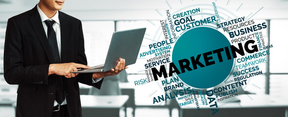 Digital Marketing Technology Solution for Online Business Concept - Graphic interface showing...