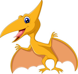 Cartoon pteranodon on white background