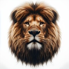 Fototapeta premium Portrait of a lion facing the front of the camera, growling, direct eye contact, animal world, surrealism, sharp contrast, 8k photorealism. Generative AI