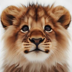 Portrait of a lion facing the front of the camera, growling, direct eye contact, animal world, surrealism, sharp contrast, 8k photorealism. Generative AI