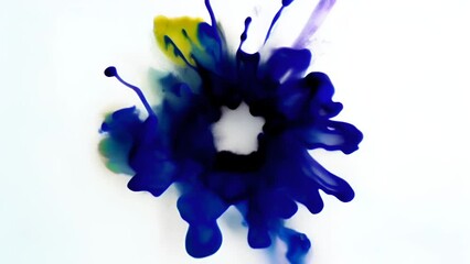 Vibrant Ink Explosion - vibrant blue ink explosion, mingling with touches of yellow and purple