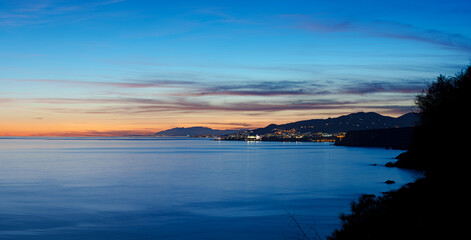 Fototapeta premium Nerja coastline after sundown, Andalusia, Spain